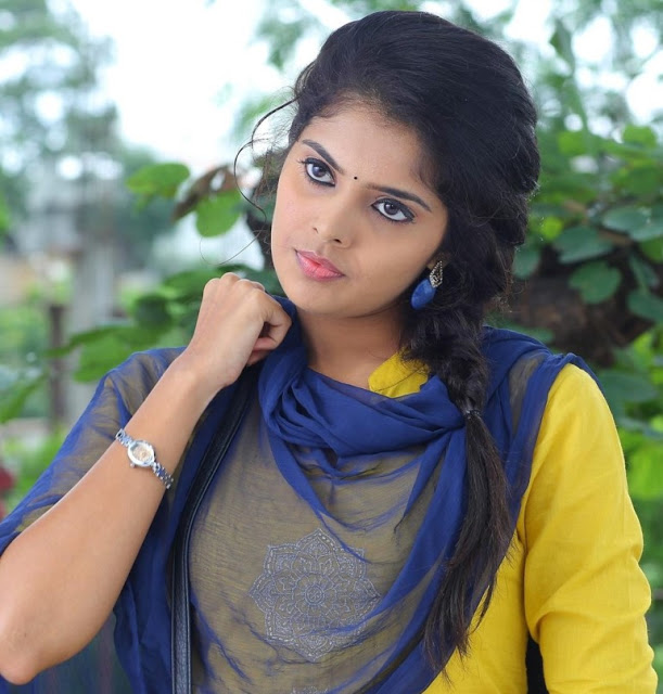 Telugu Girl Shravya Stills In Yellow Churidar Salwar Kameez 1