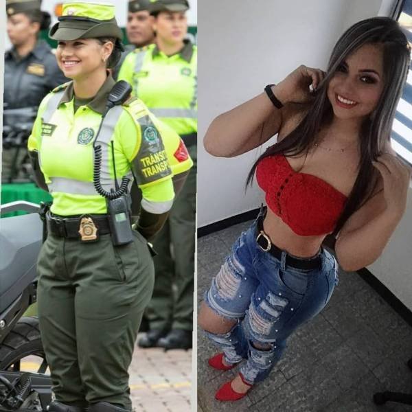 35 Sexy Girls With VS. Without Uniform 130
