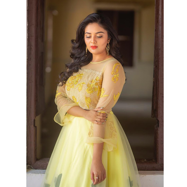 Telugu TV Model SreeMukhi in Transparent Yellow Lehenga Choli 5