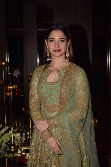 Tamanna Bhatia In Traditional Green Dress Diwali Party 2