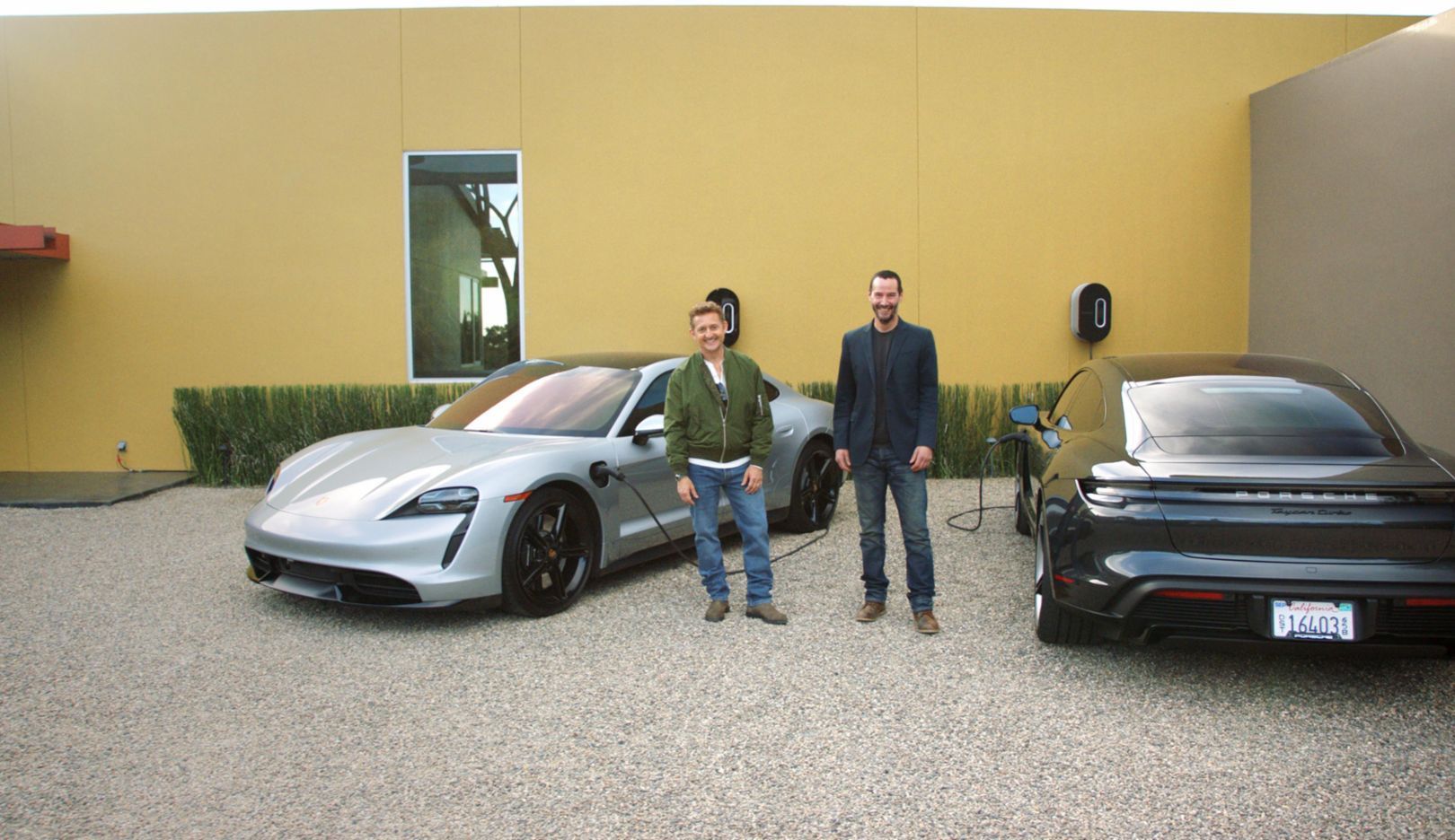 Keanu Reeves & Alex Winter test Porsche Taycan 3