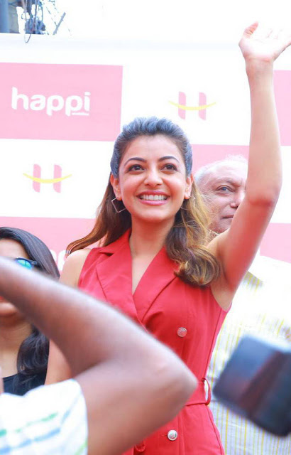 Kajal Aggarwal In Red Dress At Happi Mobiles Launch 1