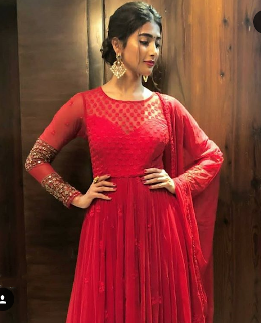 Actress Pooja Hegde Latest Hot Pics In Red Dress 36