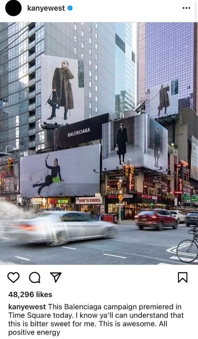 Kanye West Shares Images Of Billboard In Times Square As Kim Kardashian Poses For Balenciaga Campaign 1